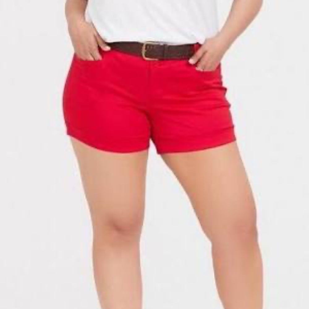 Torrid Sateen Two Button Shorts Red Size 20